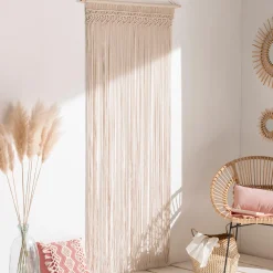 Rideau bohème beige en macramé*IDMarket Sale