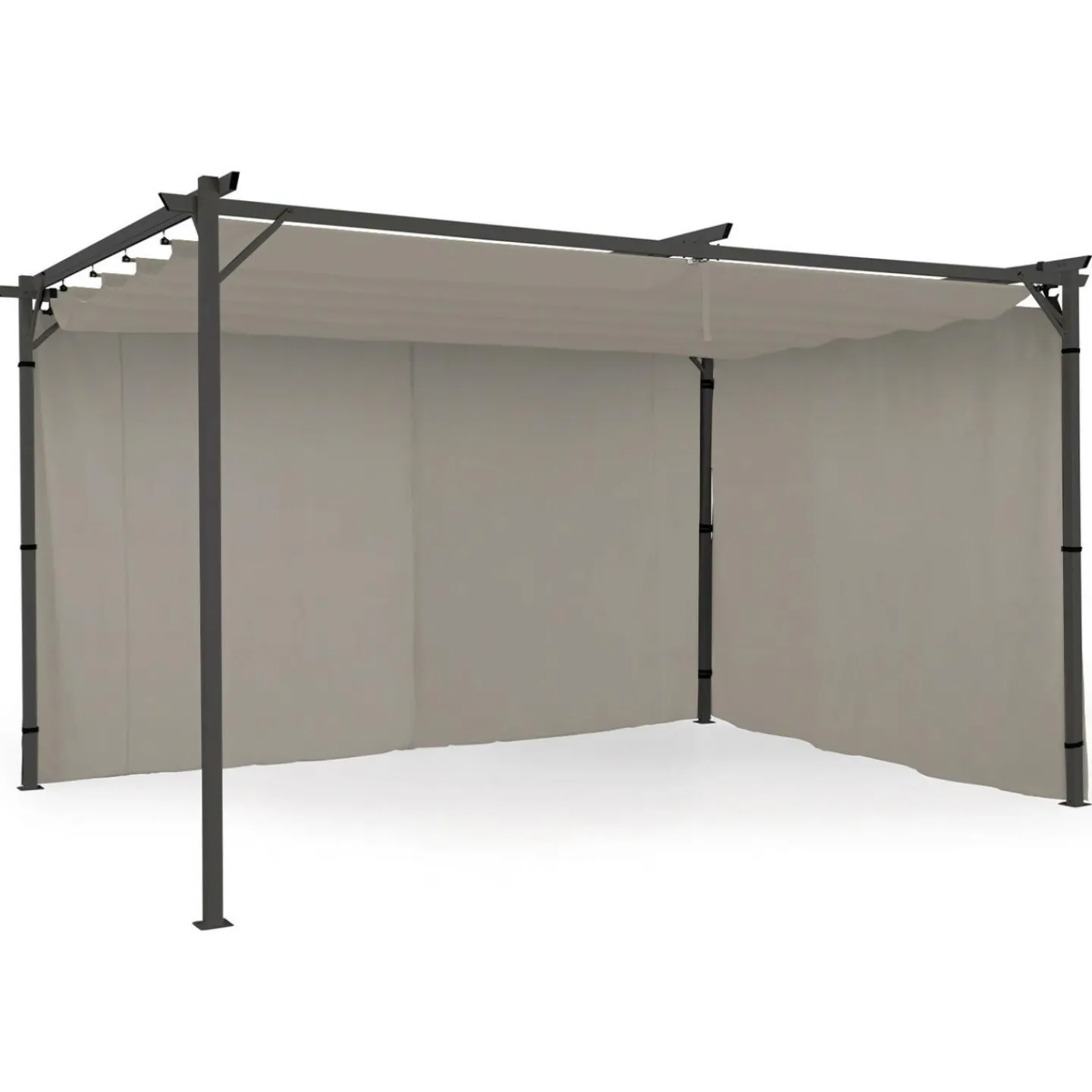 Rideaux de 3 et 4 M avec fermeture éclair pour pergola taupe : lot de 2*IDMarket Discount