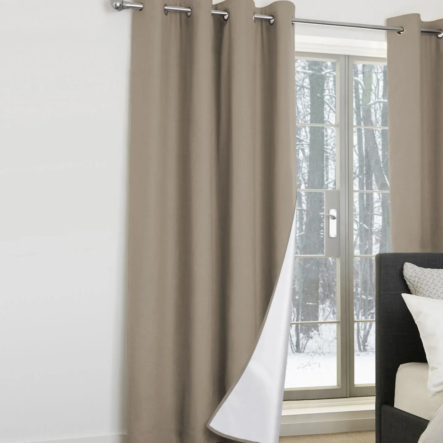 Rideaux occultants thermiques couleur taupe*IDMarket Hot