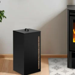 Réservoir à granulés / pellets 4 roulettes avec tamis 30kg noir*IDMarket Online