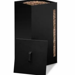 Réservoir à granulés / pellets 4 roulettes avec tamis 30kg noir*IDMarket Online