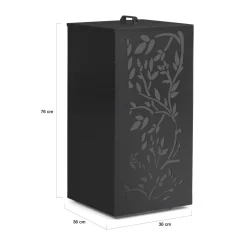 Réservoir à granulés - rangement à pellets 45 kg noir motif floral 36 x 36 x 76 cm*IDMarket Outlet