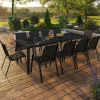 Salon de jardin 10 personnes table 240 cm et chaises empilables noires*IDMarket Best