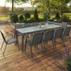 Salon de jardin 10 personnes table 240 cm plateau clair et chaises empilables gris anthracite*IDMarket