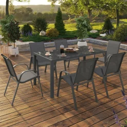 Salon de jardin avec 6 chaises empilables*IDMarket Sale