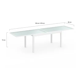 Salon de jardin avec table extensible 135-270 cm et 12 chaises empilables blanc et beige*IDMarket Online