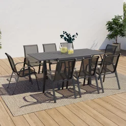 Salon de jardin avec table extensible 8 places*IDMarket Online