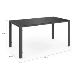 Salon de jardin avec table 150 cm et 6 chaises empilables terracotta et acier*IDMarket Online