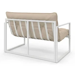 Salon de jardin bas 4 personnes en acier blanc*IDMarket