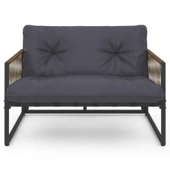 Salon de jardin bas 6 personnes canapés et fauteuils gris anthracite et cordage effet rotin avec tables basses*IDMarket Outlet