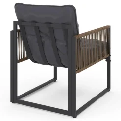 Salon de jardin bas 6 personnes canapés et fauteuils gris anthracite et cordage effet rotin avec tables basses*IDMarket Outlet