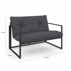 Salon de jardin bas 4 places en acier coloris gris anthracite*IDMarket Clearance