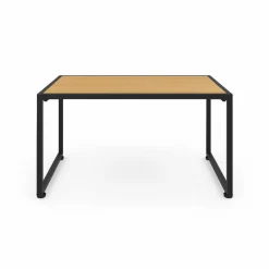 Salon de jardin bas 4 places acier noir, cordage rotin clair et coussins noir*IDMarket Discount