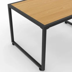 Salon de jardin bas 4 places acier noir, cordage rotin clair et coussins noir*IDMarket Discount