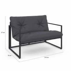 Salon de jardin bas 6 places en acier coloris gris anthracite*IDMarket Hot