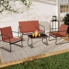 Salon de jardin bas 4 places terracotta*IDMarket Hot