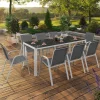 Salon de jardin blanc et gris avec 8 chaises empilables*IDMarket Hot