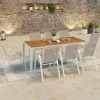 Salon de jardin bois et blanc avec table 190 cm et 8 chaises empilables*IDMarket