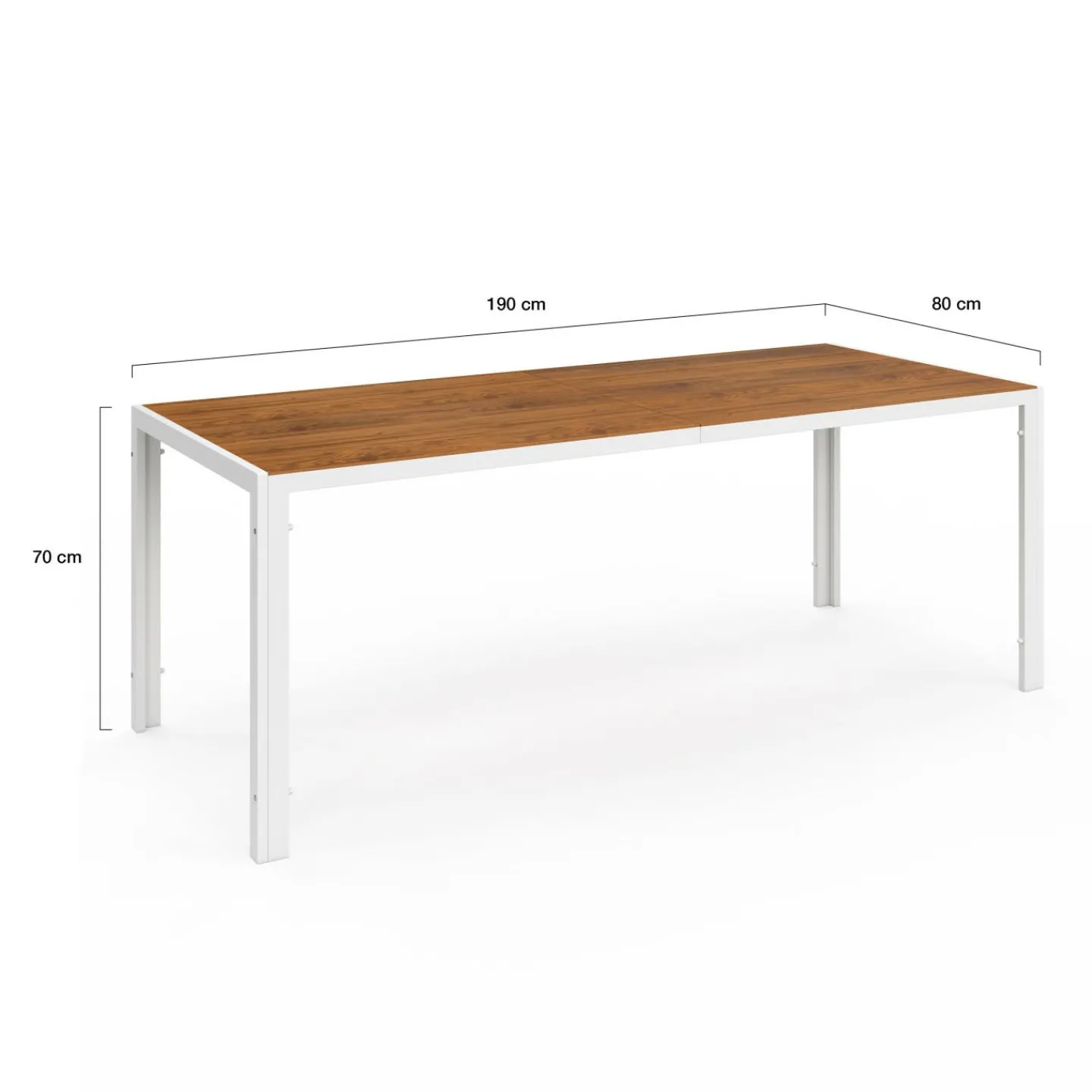 Salon de jardin bois et blanc avec table 190 cm et 8 chaises empilables*IDMarket