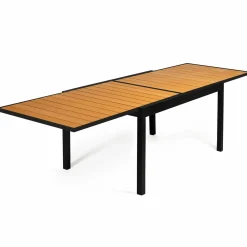 Salon de jardin bois et noir extensible*IDMarket Outlet