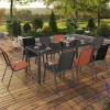 Salon de jardin 8 chaises empilables mix color gris, noir et terracotta et table 190 cm*IDMarket Clearance