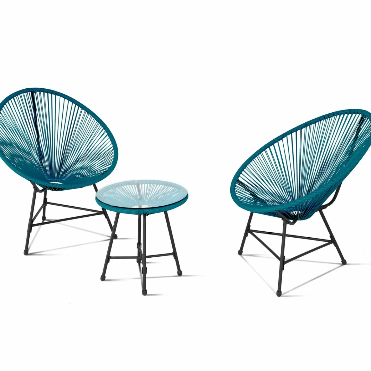 Salon de jardin fil plastique bleu*IDMarket