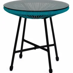 Salon de jardin fil plastique bleu*IDMarket