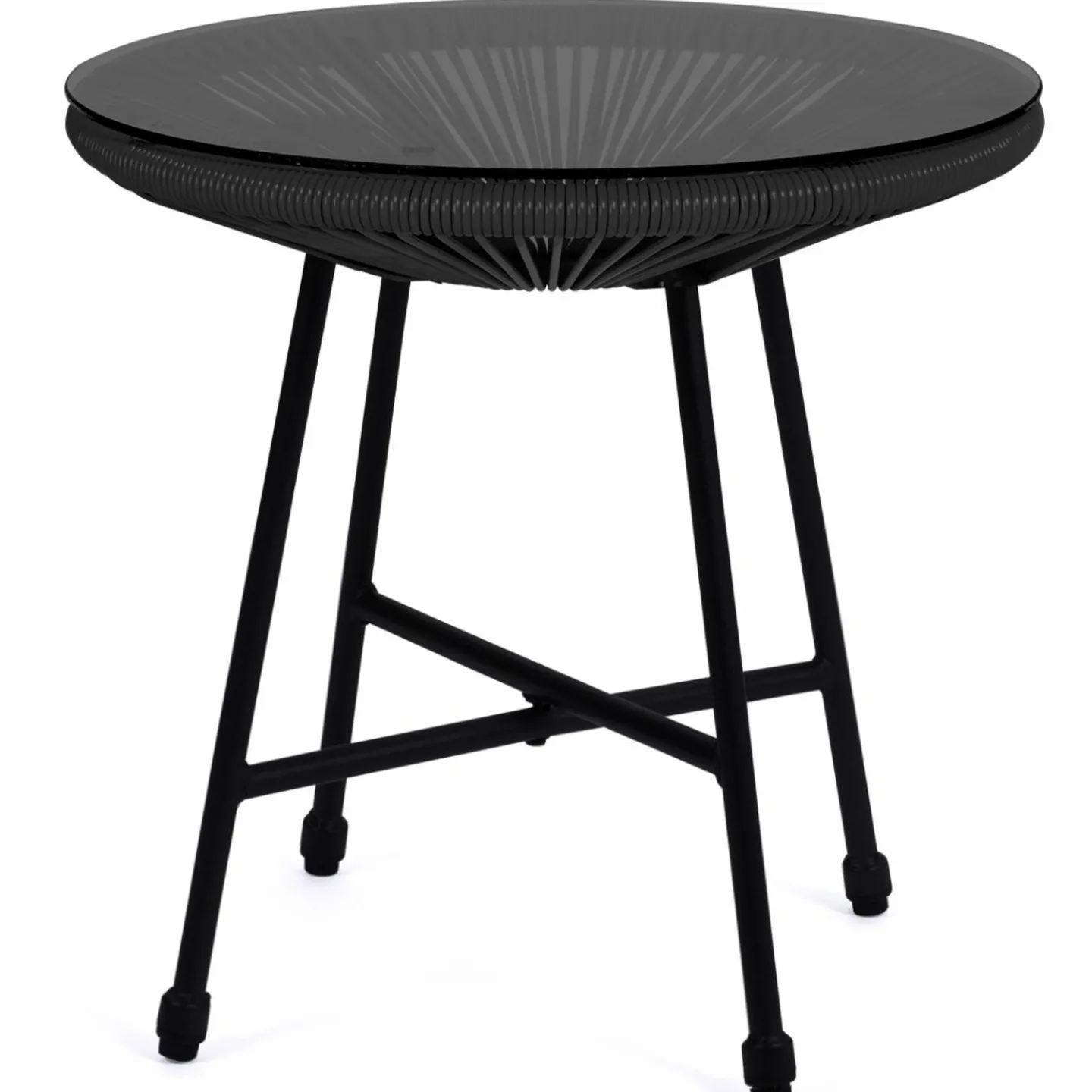 Salon de jardin fil plastique noir*IDMarket New