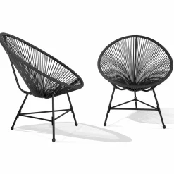Salon de jardin fil plastique noir*IDMarket New