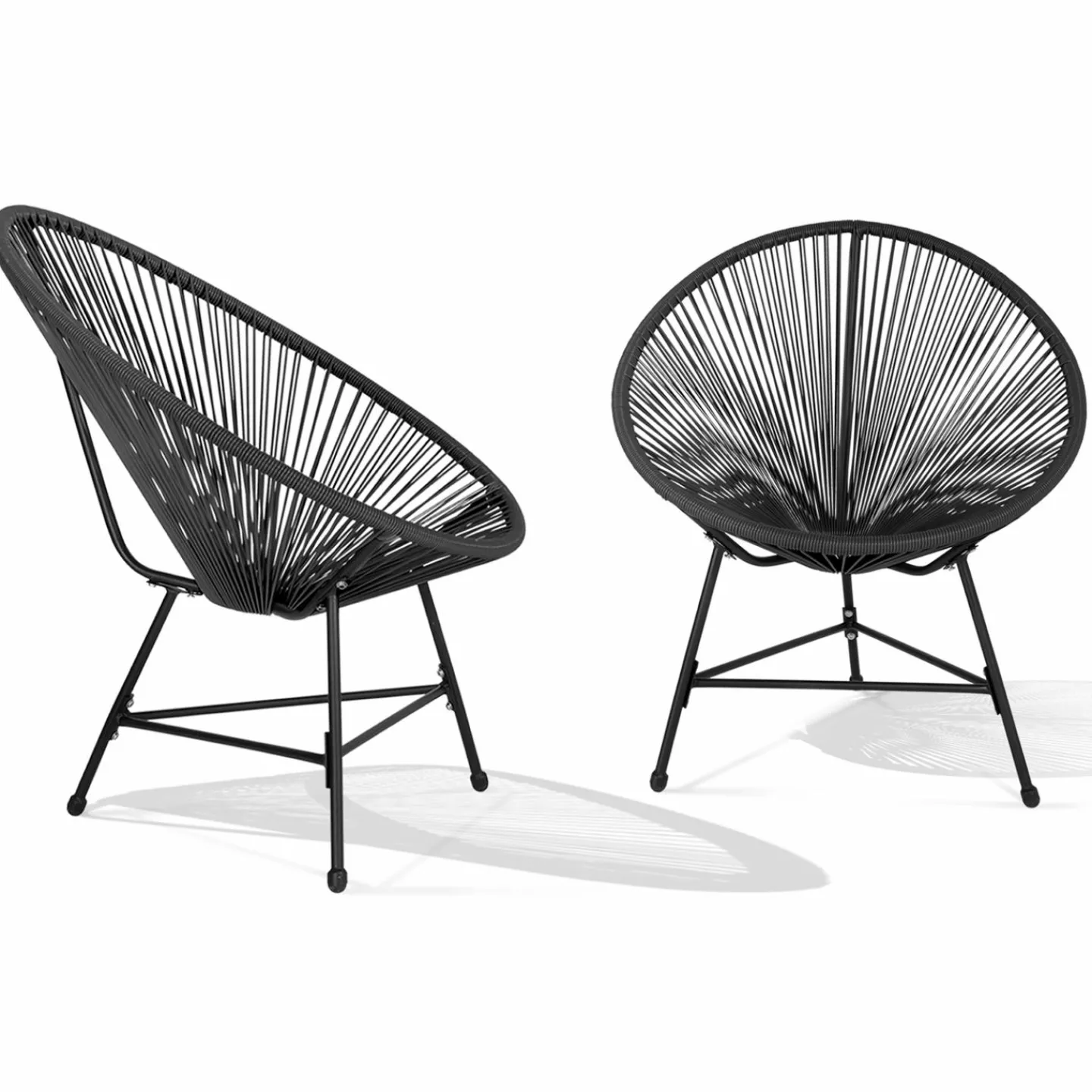 Salon de jardin fil plastique noir*IDMarket New