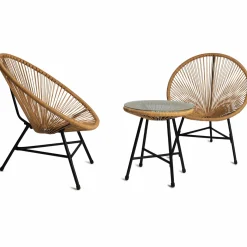 Salon de jardin fil plastique effet rotin*IDMarket Sale