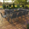 Salon de jardin gris avec chaises empilables 10 personnes*IDMarket Sale