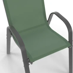 Salon de jardin vert olive avec table 190 cm et 8 chaises empilables*IDMarket Sale