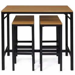 Salon haut de jardin bar d'exterieur design industriel effet bois et noir*IDMarket Best