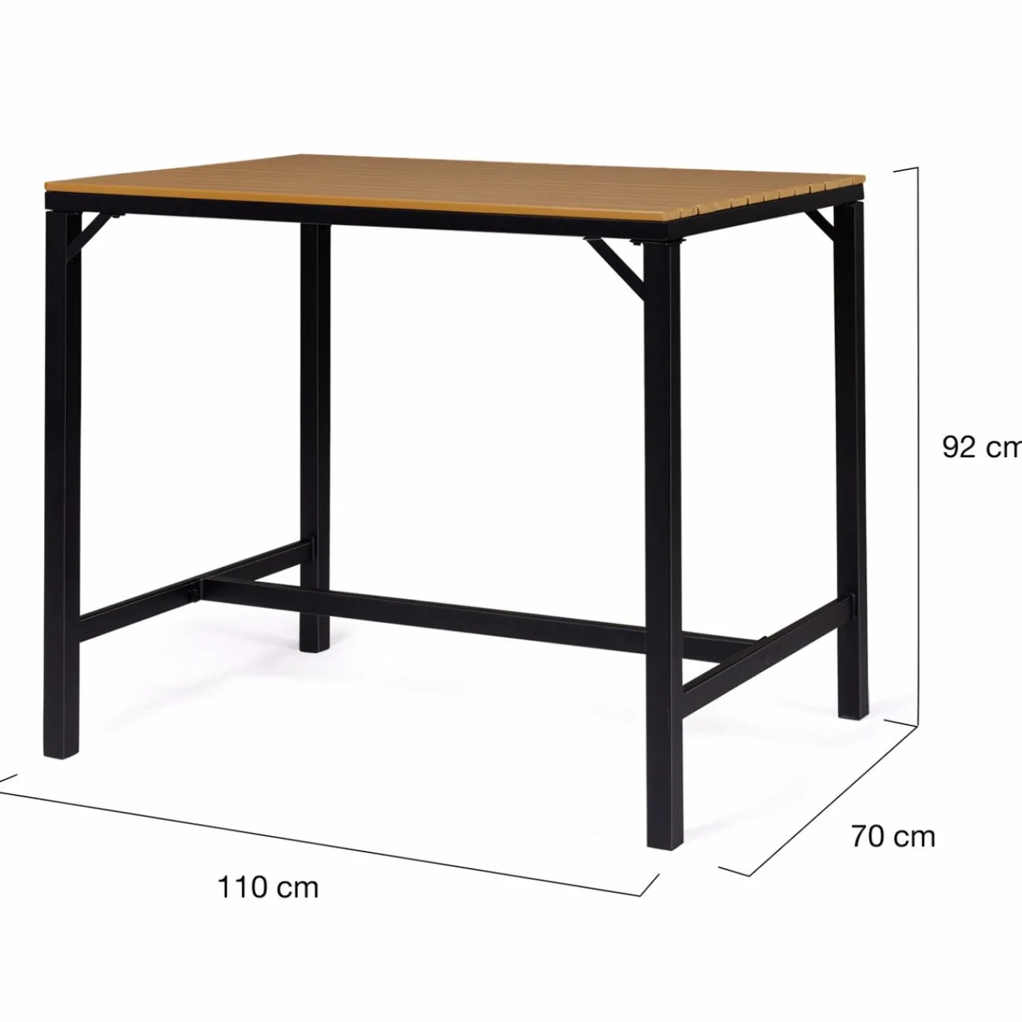 Salon haut de jardin bar d'exterieur design industriel effet bois et noir*IDMarket Best