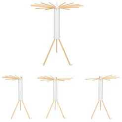 Séchoir à linge à rayons rotatif et pliable blanc et bois*IDMarket Outlet