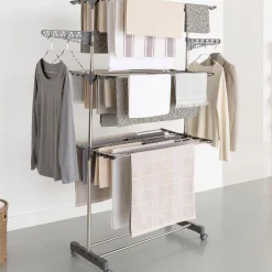 Séchoir à linge en inox couleur grise*IDMarket Best