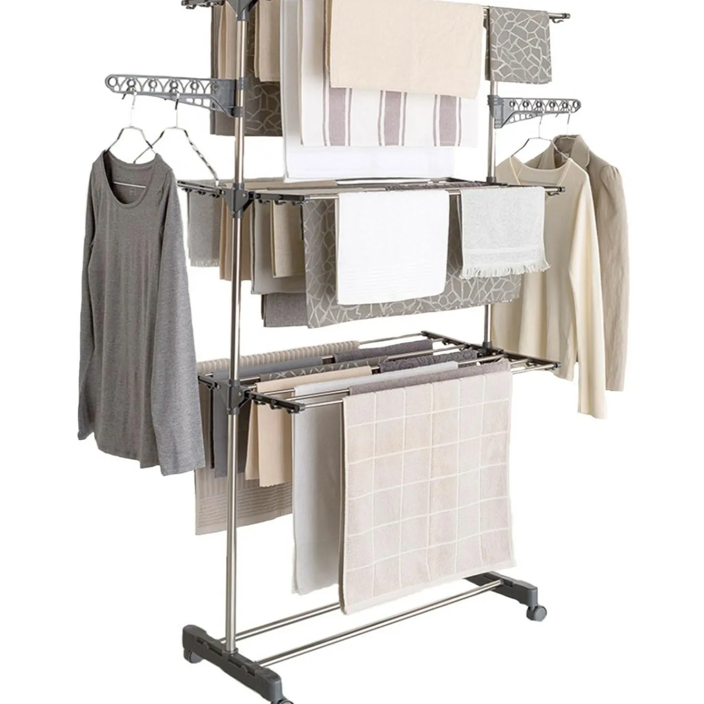 Séchoir à linge en inox couleur grise*IDMarket Best