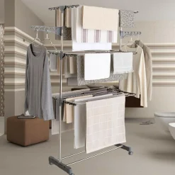 Séchoir à linge en inox couleur grise*IDMarket Best