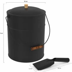 Seau à cendres avec couvercle et pelle : 15 litres*IDMarket Outlet