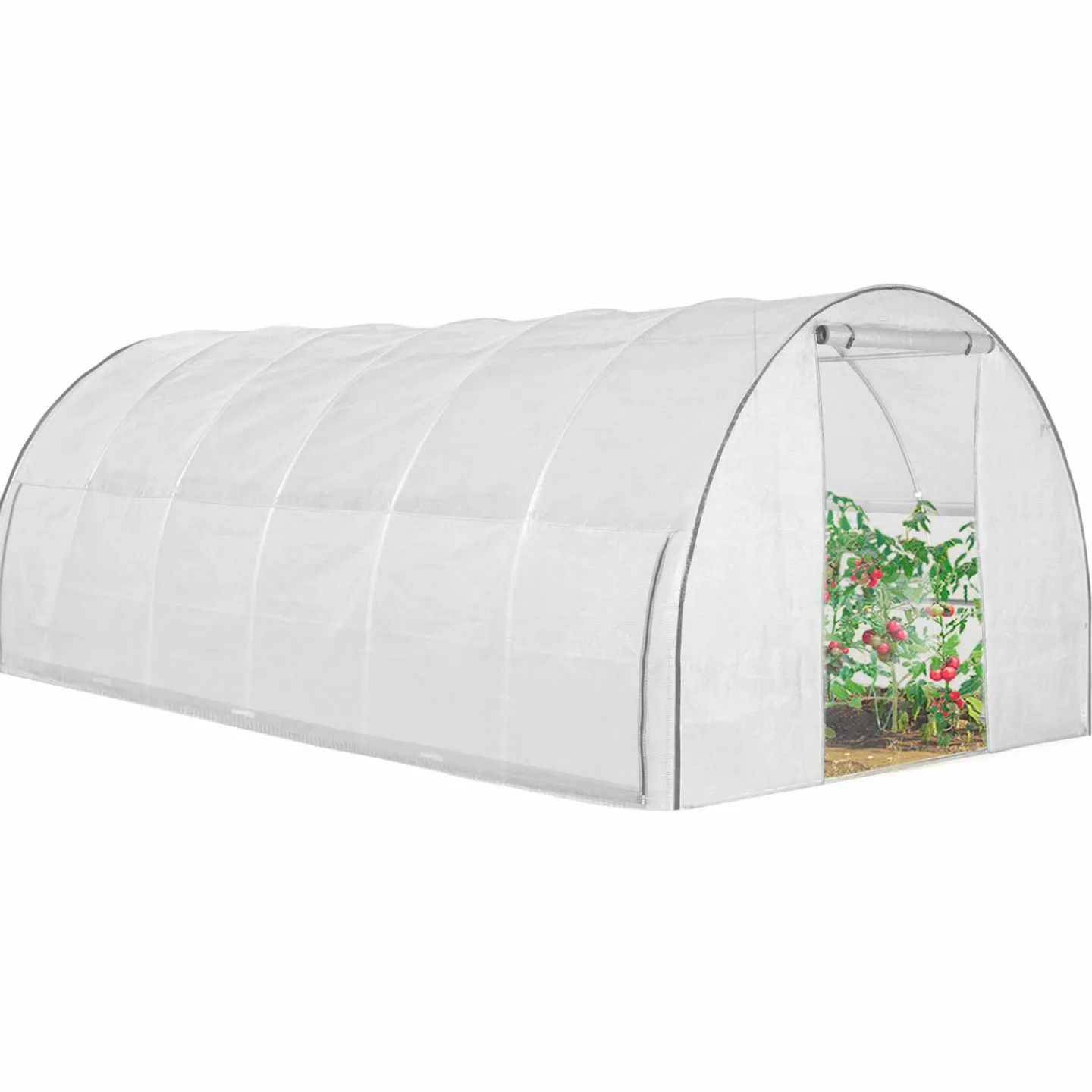 Serre de jardin blanche 18 m² avec 2 côtés relevables 6x3x2m*IDMarket Outlet