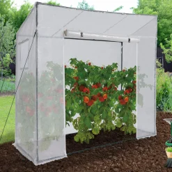Serre de jardin blanche avec porte et fenêtres relevables*IDMarket Sale