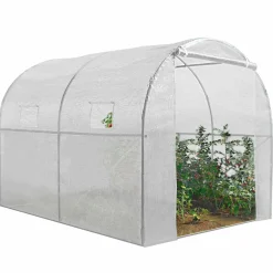 Serre de jardin tunnel blanche 6m2*IDMarket Discount