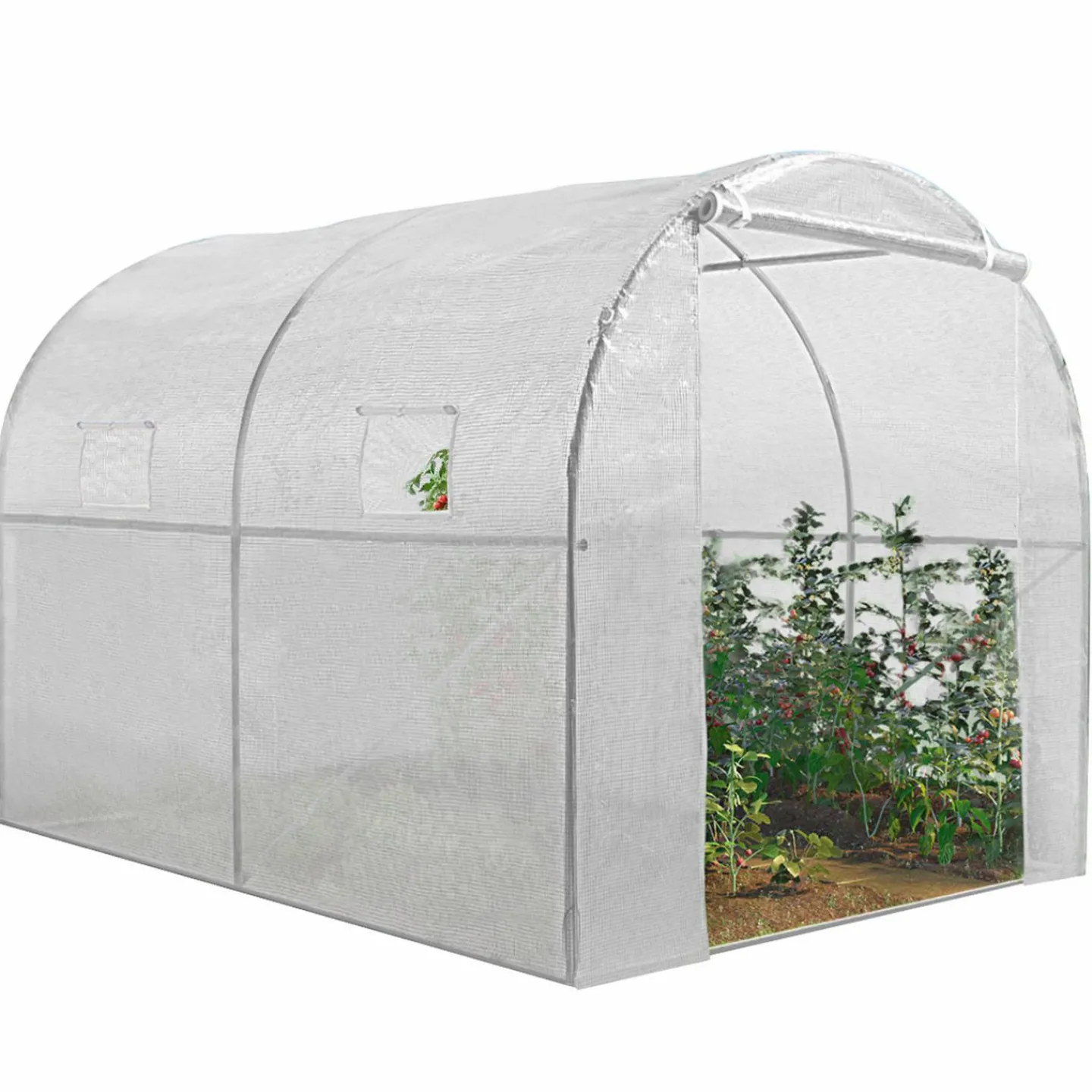 Serre de jardin tunnel blanche 6m2*IDMarket Discount