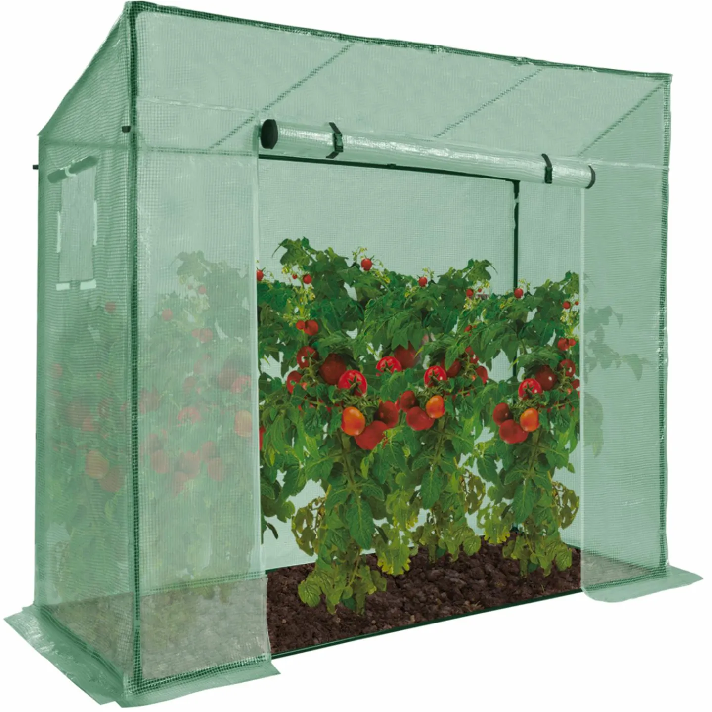 Serre de jardin verte avec porte et fenêtres relevables*IDMarket Best