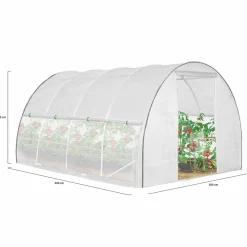Serre tunnel de jardin 12M² blanche relevable avec moustiquaire*IDMarket Best
