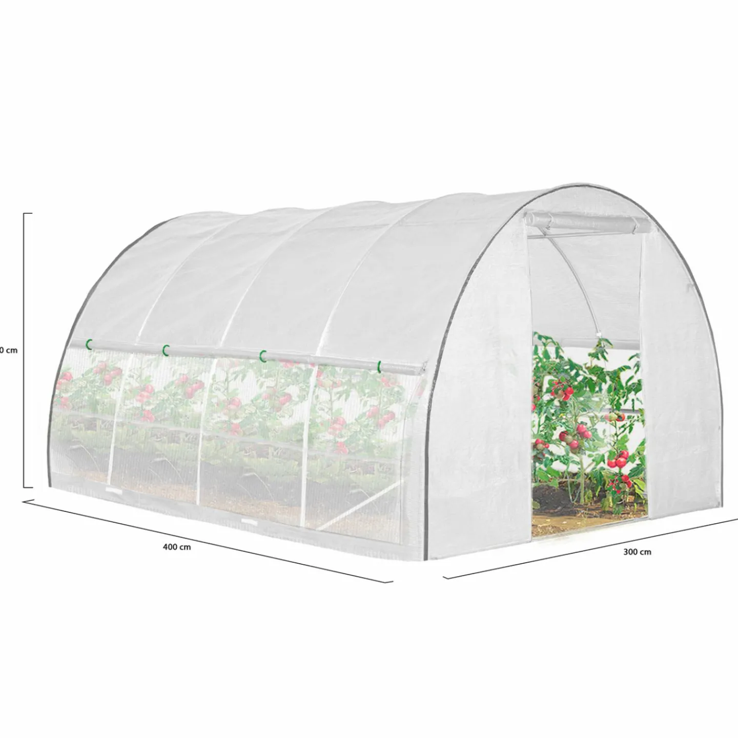 Serre tunnel de jardin 12M² blanche relevable avec moustiquaire*IDMarket Best