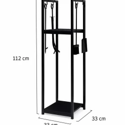 Serviteur range bûche intérieur en acier noir*IDMarket Online