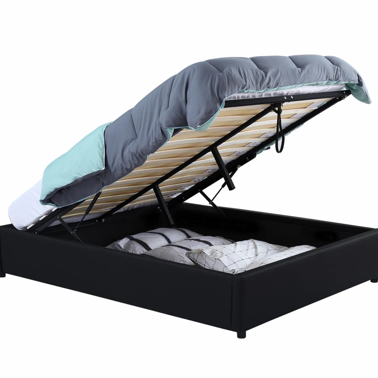 Sommier coffre de rangement 140x190 cm noir*IDMarket Discount