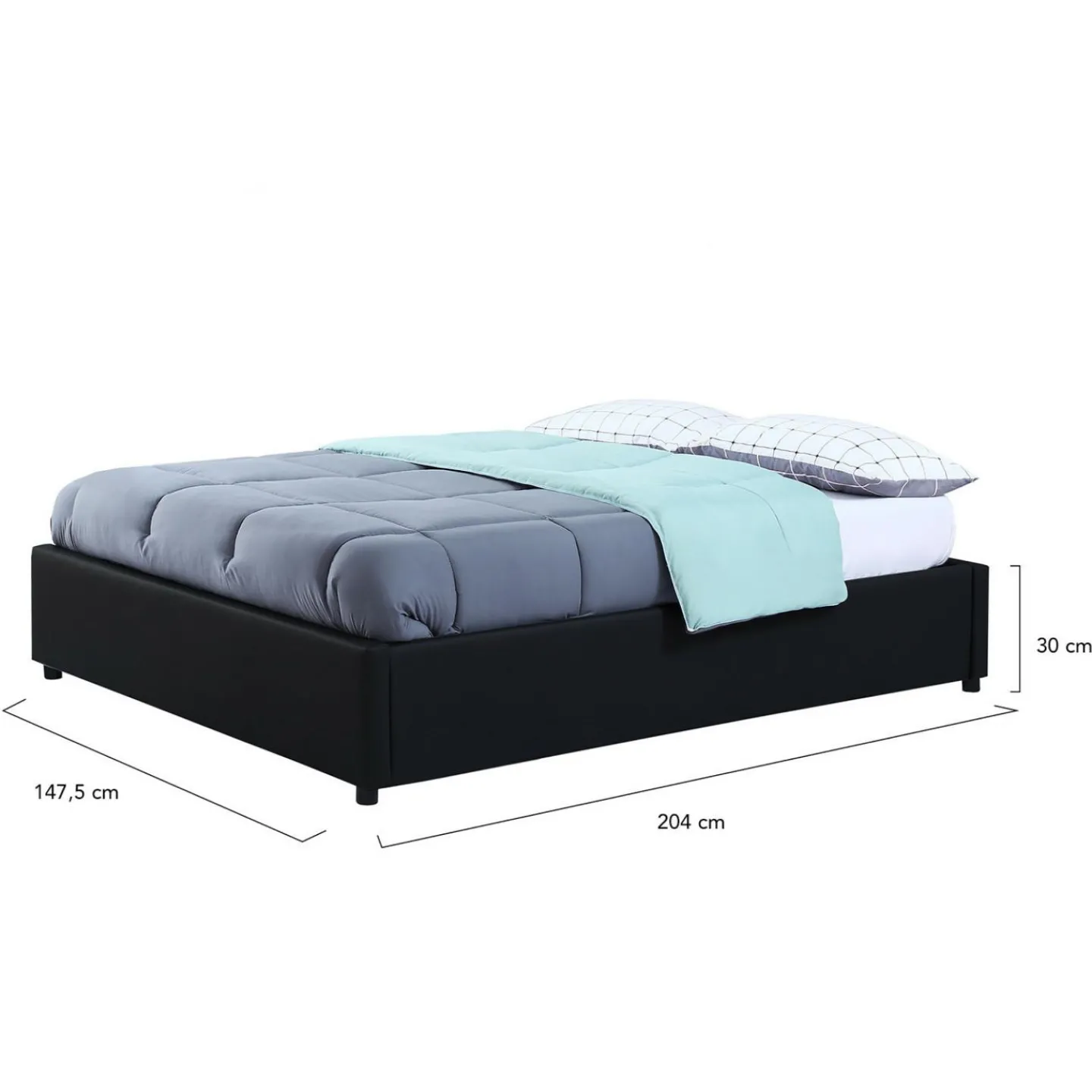 Sommier coffre de rangement 140x190 cm noir*IDMarket Discount